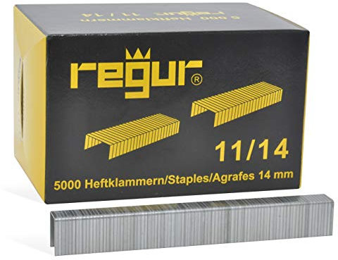 REGUR Typ 11 Flachdraht-Klammern verzinkt - 5.000 Stück in der Länge 11/14 mm – Heftklammern zum Befestigen von Folien, Papier, Pappe, Textilien uvm