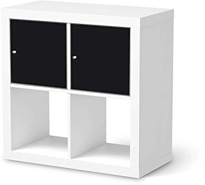 Möbelfolie selbstklebend passend für IKEA Kallax Regal 2 Türen Quer I Möbeldeko - Möbel-Aufkleber Folie Tattoo I Wohndeko für Esszimmer und Wohnzimmer - Design: Schwarz