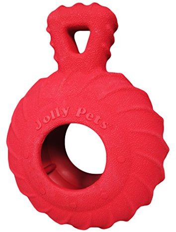 Jolly Pets Jolly Tuff Treader, 11,4 cm, Rot, JTR22 | Extra robustes Gummispielzeug mit unregelmäßiger Sprungkraft – reinigt die Zähne, spülmaschinenfest