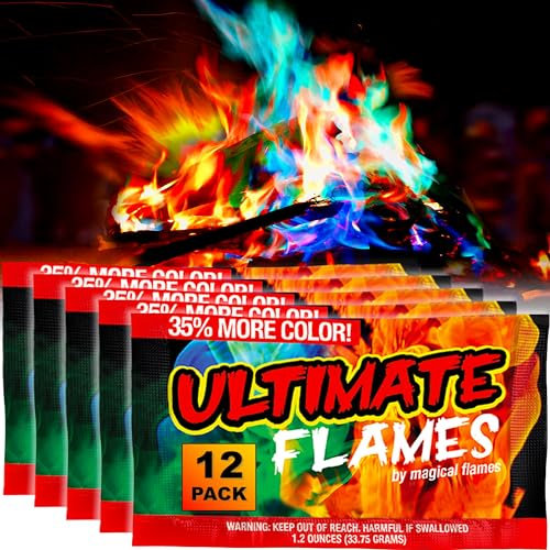 Magical Flames Feuerfarbwechsel-Pakete – Feuerschalen-Zubehör für den Außenbereich – Camping-Essentials – 12 Stück