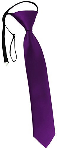 TigerTie Kinderkrawatte in dunkellila Uni - Krawatte vorgebunden mit Gummizug