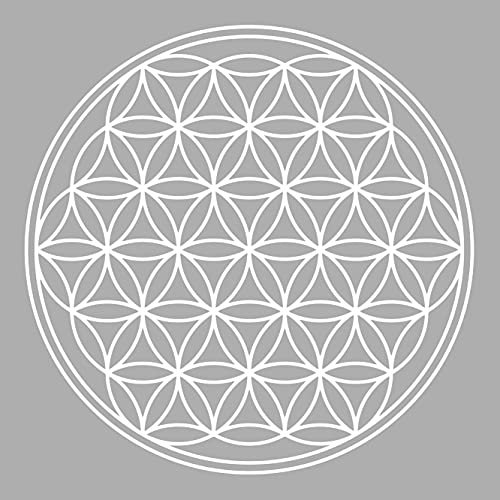 Blume des Lebens - IN - Geometrie - Wandtattoo Wandaufkleber Sticker Aufkleber (40 (B) x 40 (H) cm, Weiss)