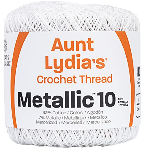 Red Heart Coats Crochet Metallic Crochet Thread, 10, White/Pearl