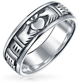 Personalisierte Bff Unisex Keltischen Irischen Freundschaft Paare Versprechen Claddagh Ehering Für Männer Frauen Oxidiert .925 Sterling Silber Anpassbar