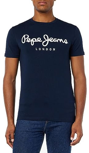 Pepe Jeans Original Stretch Men's T-Shirt Slim Fit Short Sleeve Blue (Navy), XXL