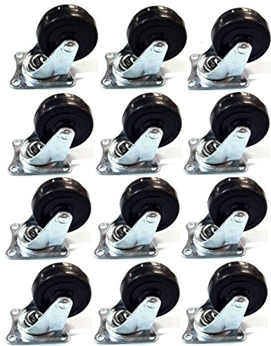 MegaDeal 12 Pack 2 Swivel Caster Wheels Rubber Base with Top Plate & Bearing Heavy Duty