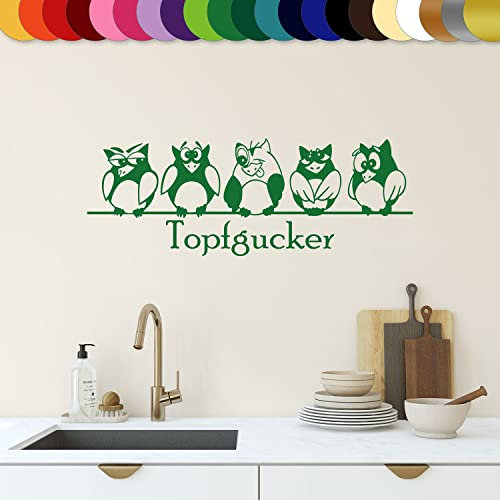 Sunnywall Wandtattoo Topfgucker Eulen Vögel Kochen Küche Essen Wandsticker Grün Gr3