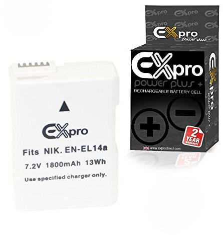 Ex-Pro EN-EL14, EN-EL14A 1800mAh ULTRA Capacity Power Plus+ Lithium Li-on Digital Camera Battery for Nikon Cameras [See Description for Models]