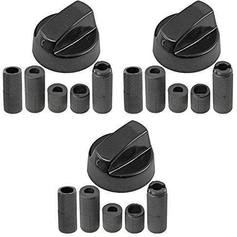 Spares2go Universal Gas Fire Trouser Press & Storage Heater Black Control Knobs (Pack of 3)