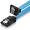 deleyCON 30cm Cable SATA III S-ATA 3 Cable de Datos Cable de Conexión para HDD SSD con Clip de Metal 6 Gb/s 1x Recto 1x 90° Conector Tipo L - Azul