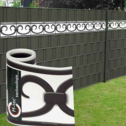 Design Sichtschutzstreifen PVC 19cm x 2,85m (HxL) Motiv Prag Deko weiß-anthrazit 3 Streifen - SIE KAUFEN Hier DIREKT BEIM Hersteller -