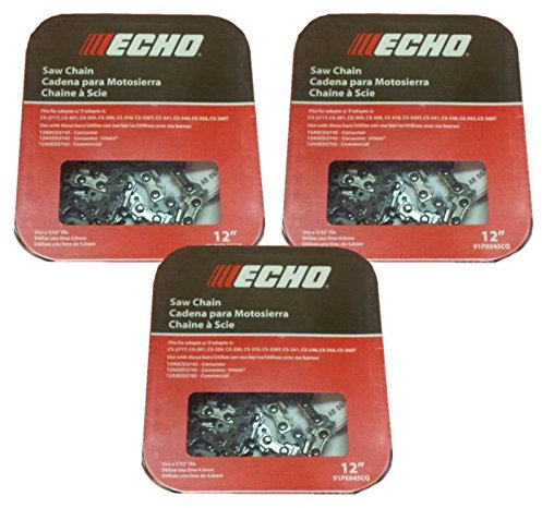 Echo 91PX45CQ - Set di 3 catene per motosega OEM da 30,5 cm, 45 DL 3/8, 0,5 cm