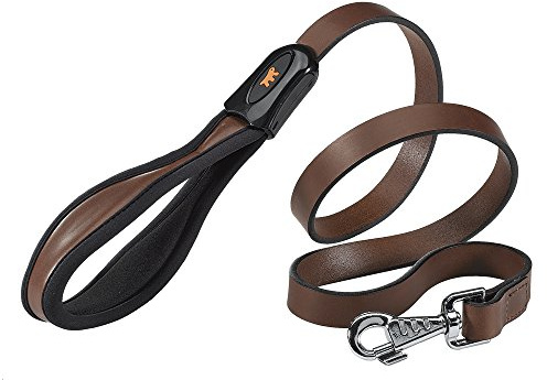 Ferplast Hundeleine aus Leder für große Hunde, gepolsterter Handgriff Giotto Länge 120 cm Breite 25 mm. Braun