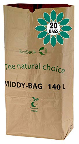 140 Litre x 20 Paper Compostable Wheelie Bin Liners - Biodegradable Sacks/Liners - Bioliner Eco Sack Bags with All-Green Composting Guide