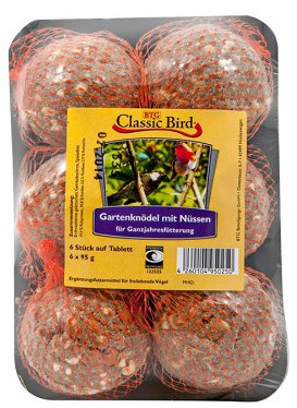 16er Pack Classic Bird Garten Nussknödel 6 Stück auf Tablett