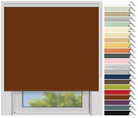 EFIXS Thermorollo Medium - Rollos nach Maß - 25 mm Rollowelle - Stoffbreite bis 220 cm, Höhe bis 240 cm - Hier: bis 180 cm x 150 cm (BxH) - Terracotta (3012) - mit & ohne Bohren