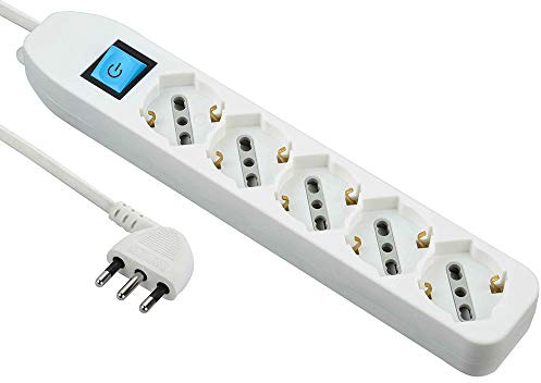 Electraline 62070-surtensions mit Kabel 1,5 m Universal Sockets 5 White Farbe: Weiß