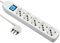 Electraline 62070 Multipresa 5 posti polivalenti (schuko + 10/16A) con Interruttore-Cavo 1,5 m Bianco