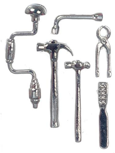 Melody Jane Dolls House Miniature Garden Shed Garage Accessory Set of Metal Work Tools
