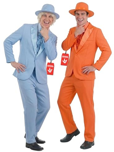 Fun Shack Blue Suit Costume, Duo Costumes, Halloween Costumes for Men | Jacket with Shirt Insert, Matching Pants, Bow Tie and Top Hat Included, Perfect for Halloween and Coordinated Outfits