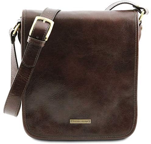 Tuscany Leather TL Messenger - Umhängetasche aus Leder mit Zwei Fächer - TL141255 (Dunkelbraun)