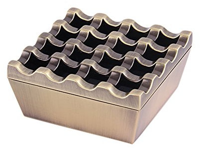 Honoro Vintage Metal Small Cigar Ashtrays,16 Grids Novelty Fashion Windproof Cigarettes Ashtray Tabletop Decor Cigarillo Ash Tray,Bronze