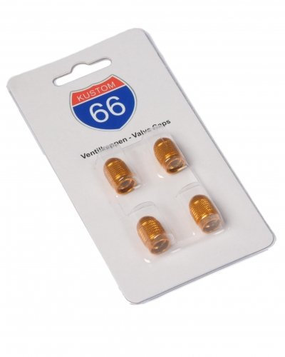 4er Set Ventilkappen Bullet Mini in gold für Auto