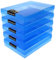 WestonBoxes A4 Colourful Transparent Plastic Craft Storage Boxes with Lids for Art Supplies, Paper and Card (Blue/Pack of 5)