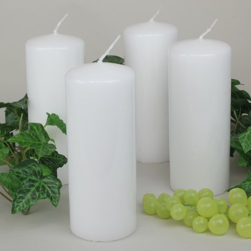 Kerzen Glanzlack SafeCandle Markenkerzen Adventskerzen Stumpenkerzen weiß, 150/60 mm, 4 Stk.