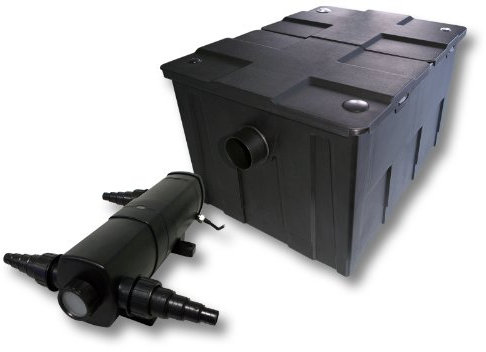 Wiltec Komplettset: CBF-550 Teichfilter bis 60000 L Teichfilteranlage als Durchlauffilter, CUV-218 Teichklärer UVC Klärer mit 18 Watt UV-C Leistung