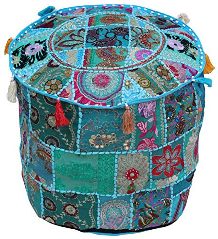 Traditioneller indischer traditioneller Weinlese-Osmanen-TŸrkis-Puff Indien-Indien 12X16