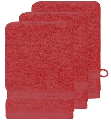 Sensei Maison - Lot de 3 Gants de Toilette 550 g/m² Luxury - 16x22 cm - Rubis