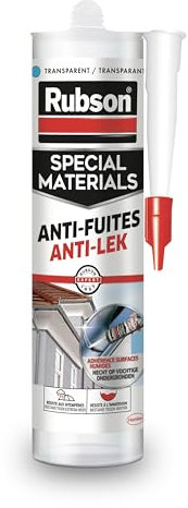 RUBSON Mastic Special Materials Anti-Fuites, réparation et colmatage de fuites sur toitures et gouttières- Coloris Transparent -Cartouche 280ml