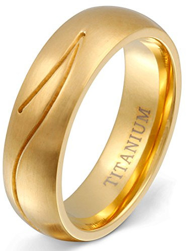 Juwelier Schönschmied - Herren Titanring Ehering Trauringe Golden River Titan inkl. persönliche Wunschgravur 58 (18.5) NrT19H