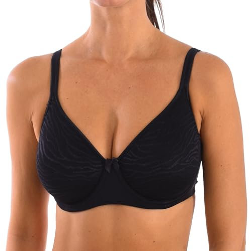 Selene, Reggiseno Donna Modellante in Tulle Ricamato, con Ferretto e Senza Imbottitura, Collezione Vera, Colore Nero, Taglia 4C