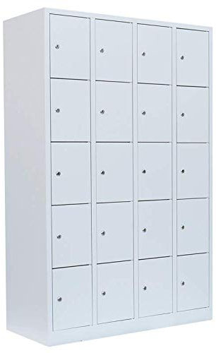 Lüllmann 20 Fächer Schließfachschrank komplett montiert grau 180x117x50cm Wertfachschrank Fächerschrank Spind Umkleideschrank 520540