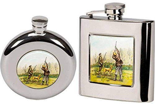 4.5oz Round Shooting Hip Flask in Presentation Box by Bisley