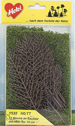 Heki 1532 Baum-Set mit Flor 15 Teile, Höhe 15 cm, Mehrfarbig