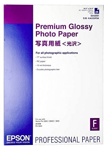 Epson Premium Glossy Photo Paper, DIN A2, 250 g/m², 25 Sheets – Photo Paper (DIN A2, 250 g/m², 25 Blatt, A2, 25 Sheets)