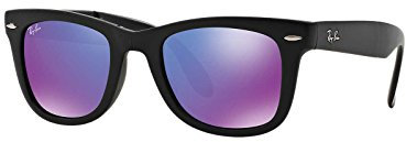 Ray-Ban Unisex Sonnenbrille RB4105, Einfarbig, 50 mm, Schwarz (schwarz/ gespiegelt violett)