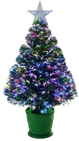 FB FunkyBuys Fibre Optic Christmas Tree - Xmas Trees - Multicolour Pop Up Christmas Tree for Indoor and Outdoor Holiday Décor - Christmas Decorations (3FT)