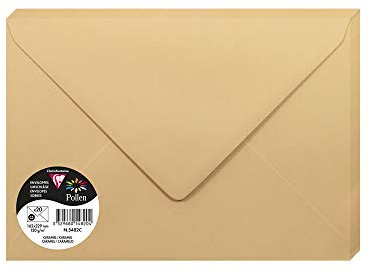 Clairefontaine 5482C - Packung mit 20 Umschläge Pollen, Format C5 16,2x22,9cm, 120g, ideal für Ihre Einladungen und Korrespondenz, Karamelbraun, 1 Pack
