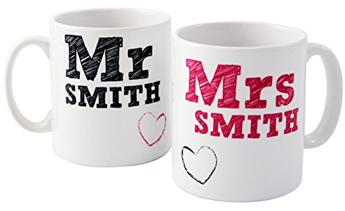 Personalised MR & MRS Bride and Groom Mug Set - Wedding Anniversary Gift