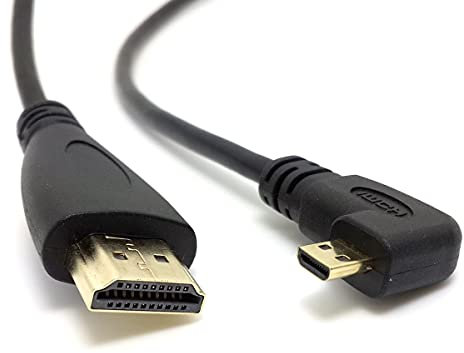 chenyang CY Câble micro HDMI vers HDMI mâle HDTV coudé à 90 degrés pour téléphone portable et tablette 150 cm
