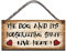 Shabby Chic Birthday Occasion Wooden Funny Sign Wall Plaque. The Dog And Its Housekeeping Staff Live Here