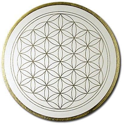 HARMONIE IM GANZEN Wandbild Blume des Lebens in Gold Klarheit - Handgemalt - Größe 50 cm rund - Lebensblume in Gold | Made in Germany