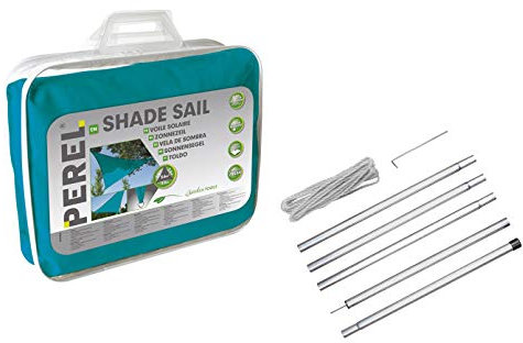 Sonnensegel Quadratisch 5m Farbe Blau mit Stangenset - Sonnenschutz für Ihren Garten!
