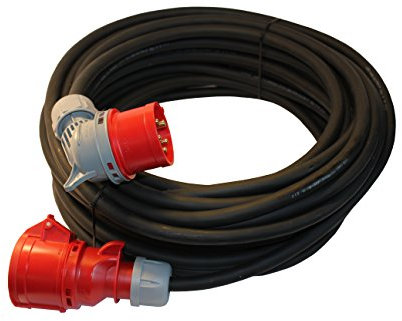 netbote24 CEE Starkstrom Verlängerungskabel mit Winkelstecker 5-polig (3P+N+PE) H07RN-F 5x2,5 mm² AC 400V / 16A IP44 Außenbereich (50m)