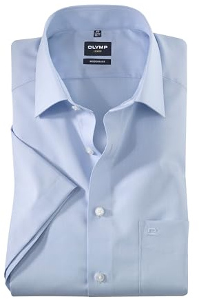 OLYMP Luxor modern fit Hemd Halbarm Chambray hellblau,Gr. 37