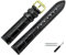 MARBURGER Uhrenarmband 18mm Leder Schwarz Gold Alligator Prägung Mit Naht - Montage Set 1431810000220